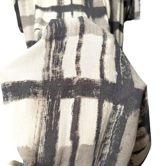 RISONA Semi-Sheer Check Lantern Midi Dress M - Picture 4 of 10